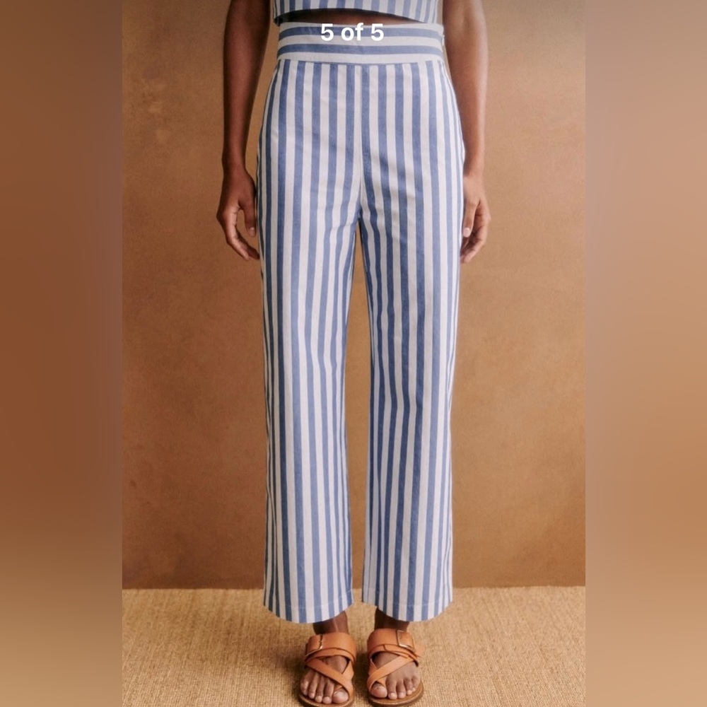 Sezane Jenson Striped Blue and White Women's Pants